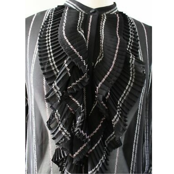 White House Black Market Pleated Ruffle Blouse Top - Picture 7 of 8